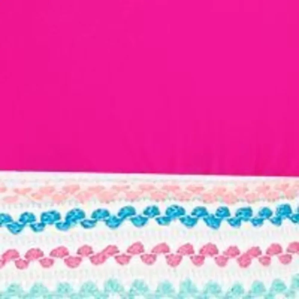 SALT + COVE Women's Pink Elastic Banded Embroidered Hipster Swimsuit Bottom L_4